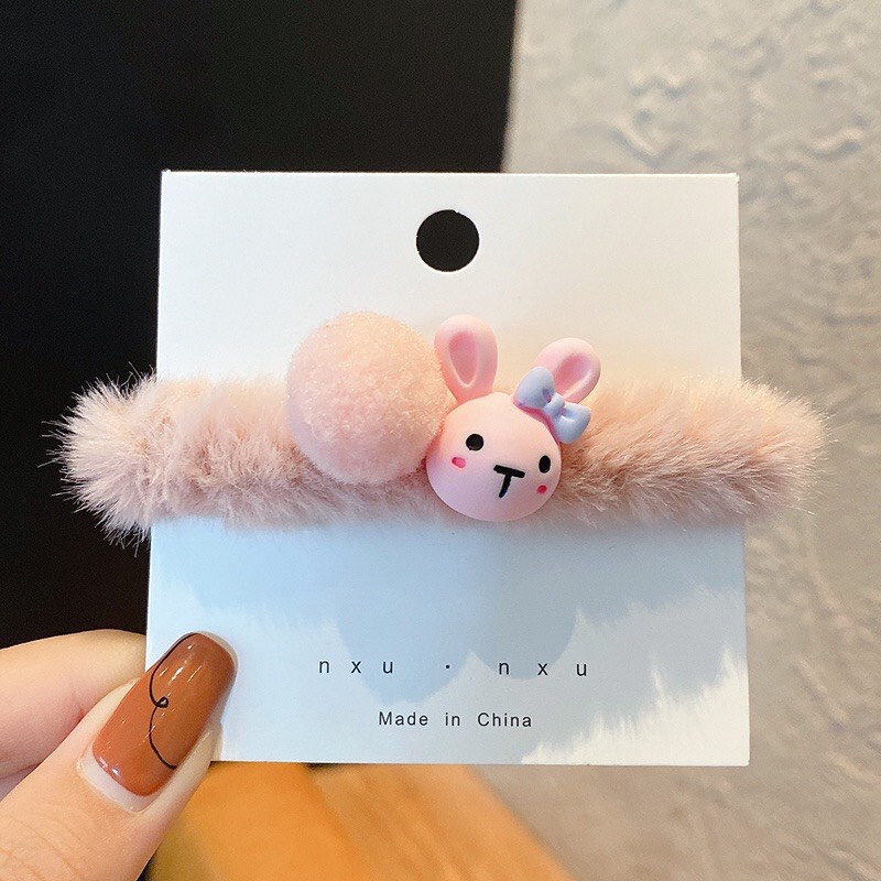 Buộc tóc lông nhung phong cách Hàn Quốc họa tiết hoạt hình Cute