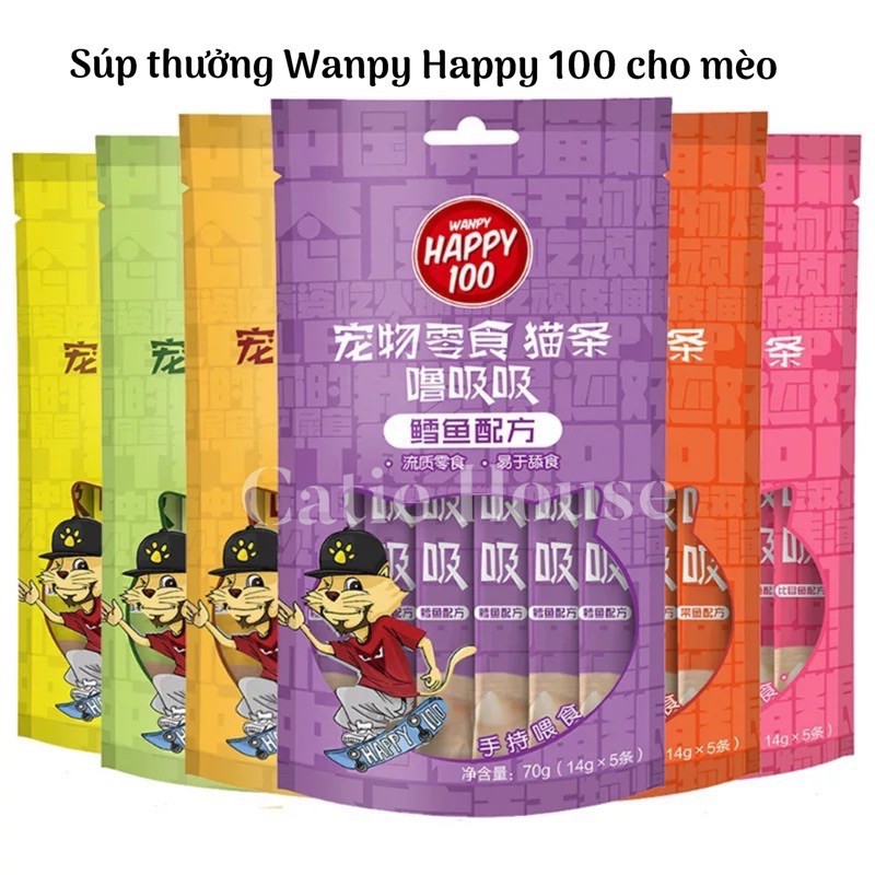 Súp thưởng cho mèo Wanpy Happy 100 gói 5 thanh* 14g