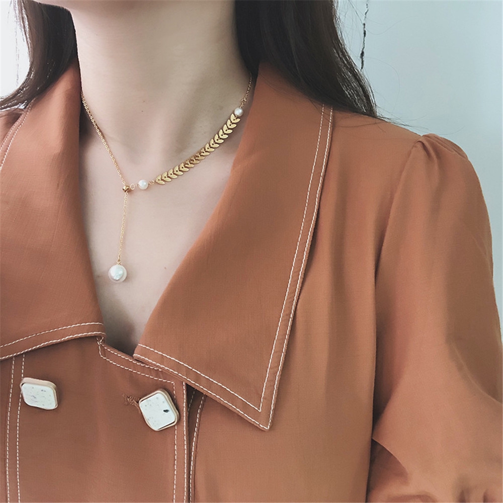 【COD】Dây chuyền xinh xắn cho nữ đính ngọc trai nhân tạo