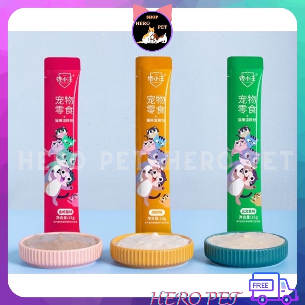 [Mã PET50K giảm Giảm 10% - Tối đa 50K đơn từ 250K] Súp thưởng Xiao Wang thanh 15 gr vị gà, cá ngừ, cá hồi - Hero Pet