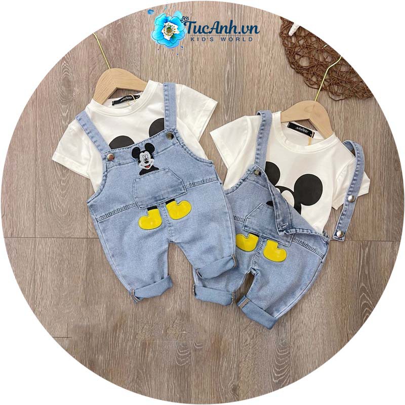 Bộ Bé Trai Yếm Mickey Áo Phông Trắng - TucAnh