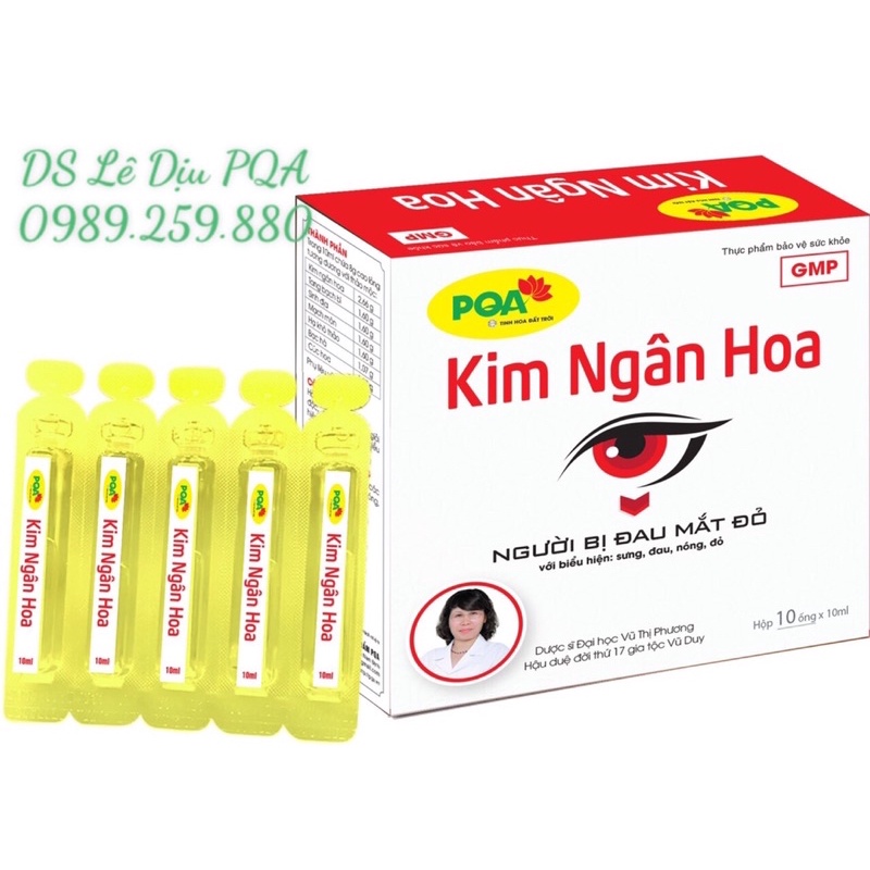 [Chính Hãng PQA] Kim ngân hoa PQA cho người bị viêm kết mạc, đau mắt đỏ mãn tính Hộp 10 ống cao lỏng