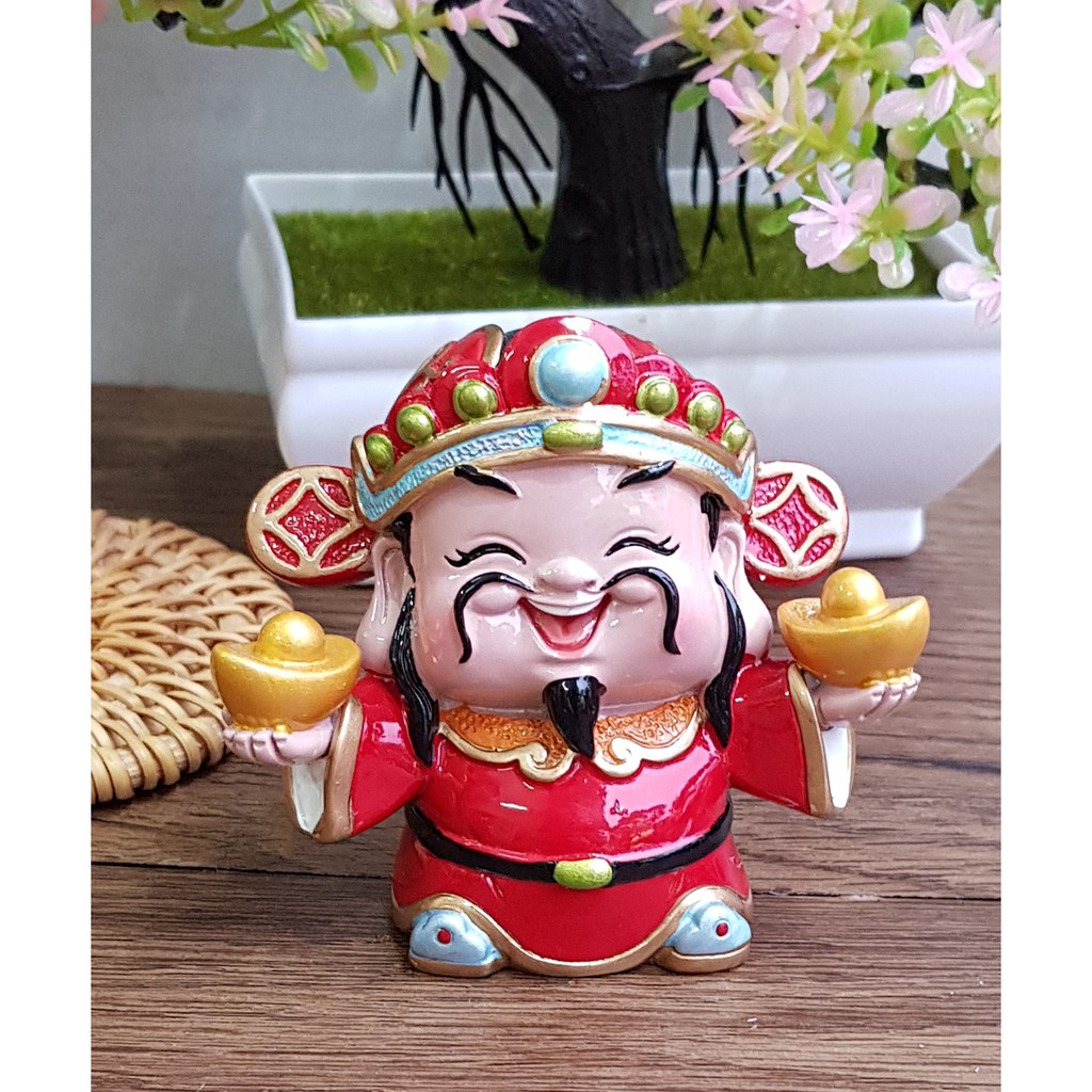 Tượng chibi Thần Tài may mắn 7cm - mẫu hai tay cầm 2 thỏi vàng