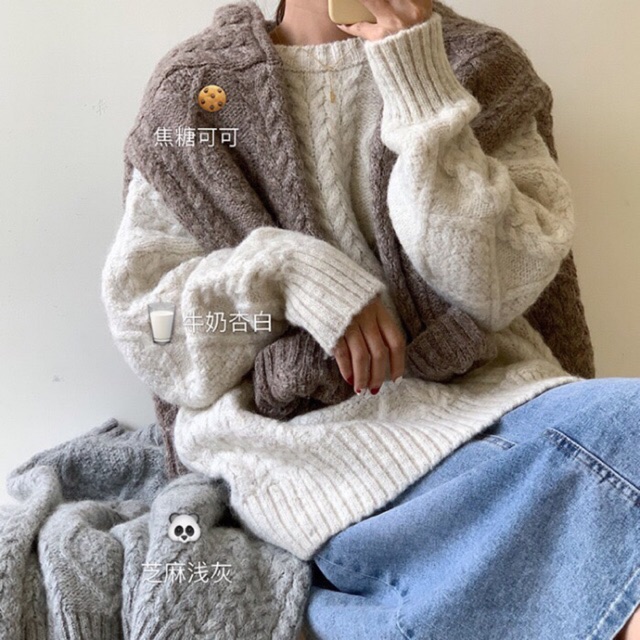 [Order] Áo len ulzzang vặn thừng-Freesize form rộng