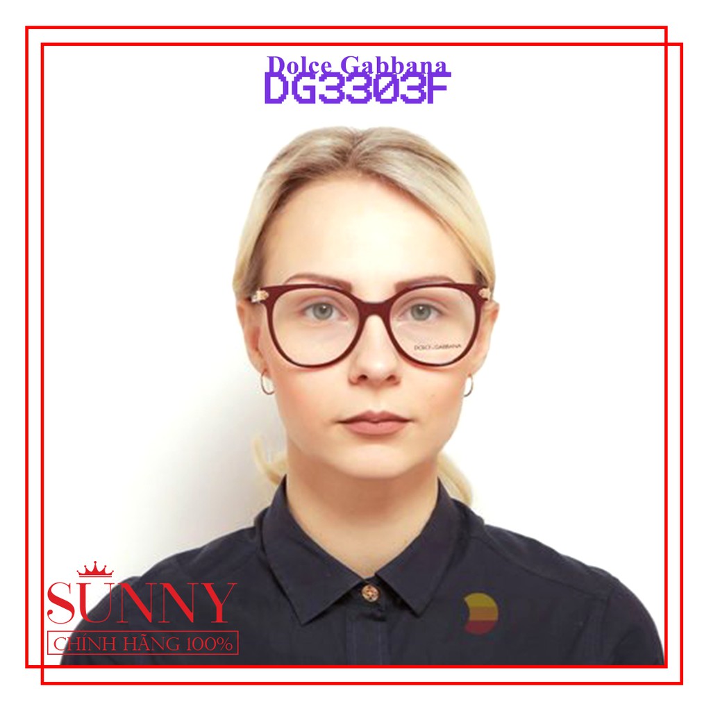 Gọng kính nam nữ chính hãng Dolce &amp; Gabbana DG3303F màu sắc thời trang, thiết kế dễ đeo bảo vệ mắt