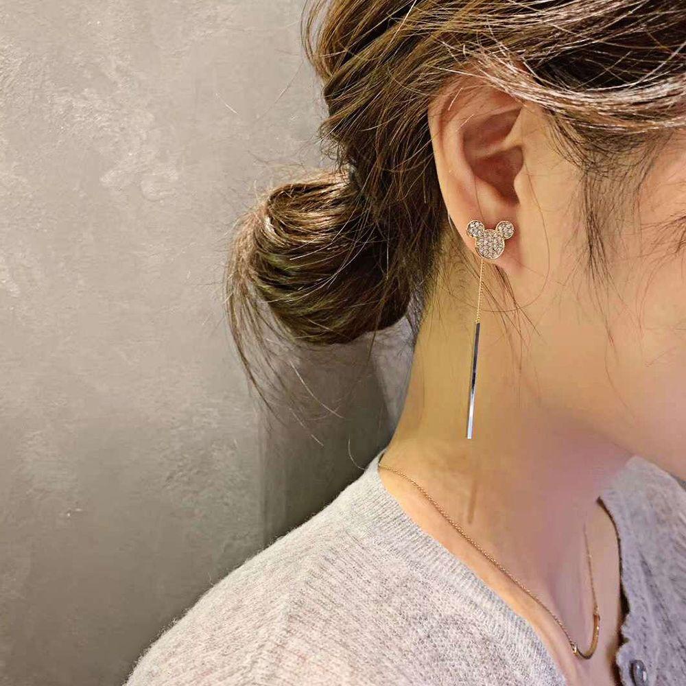 Bông Tai Hình Chuột Mickey Đính Tua Rua Bằng Hợp Kim Nhiều Màu Sắc Phong Cách Hàn Quốc Dễ Thương Dành Cho Nữ