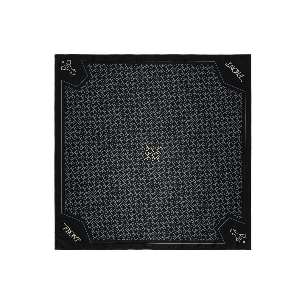 FRONT The Knight F Abundant Square Scarf D523 - BLACK ♟ Khăn FRONT chất liệu lụa Latin màu đen