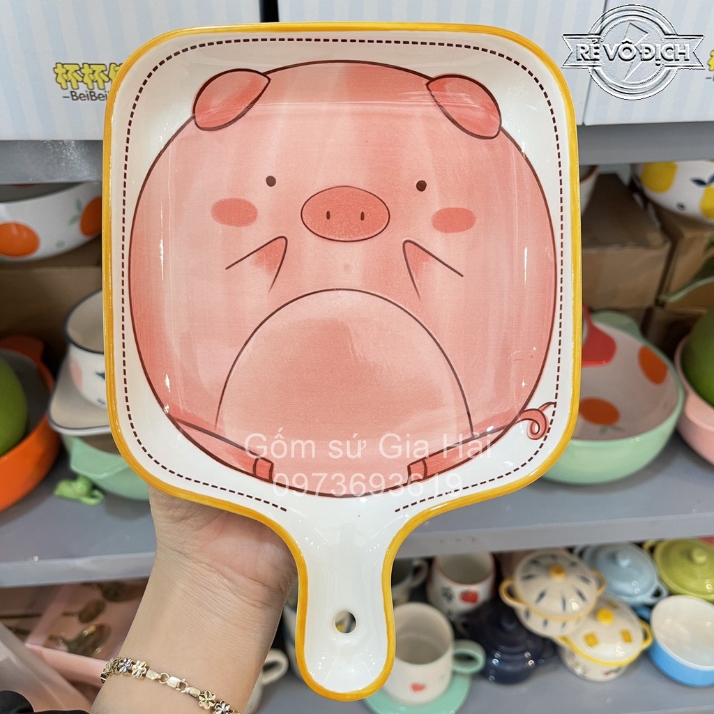 Bộ bát đĩa gốm sứ màu hồng cực dễ thương ngọt lịm