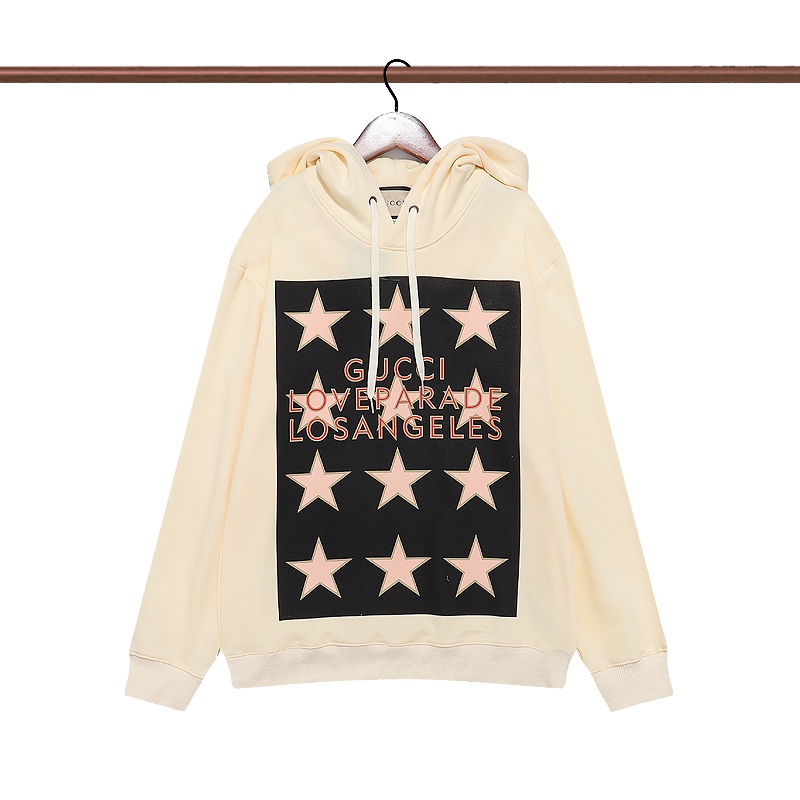 Gu Áo Hoodie Dáng Rộng Thoải Mái In Chữ Và Ngôi Sao Phía Trước Thời Trang Đường Phố Cao Cấp Terry