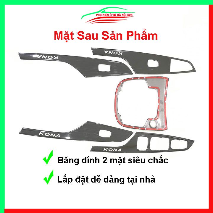 Ốp nội thất cho xe ô tô Hyundai Kona 2018-2019 vân Titan bảo vệ chống trầy xước và làm đẹp xe