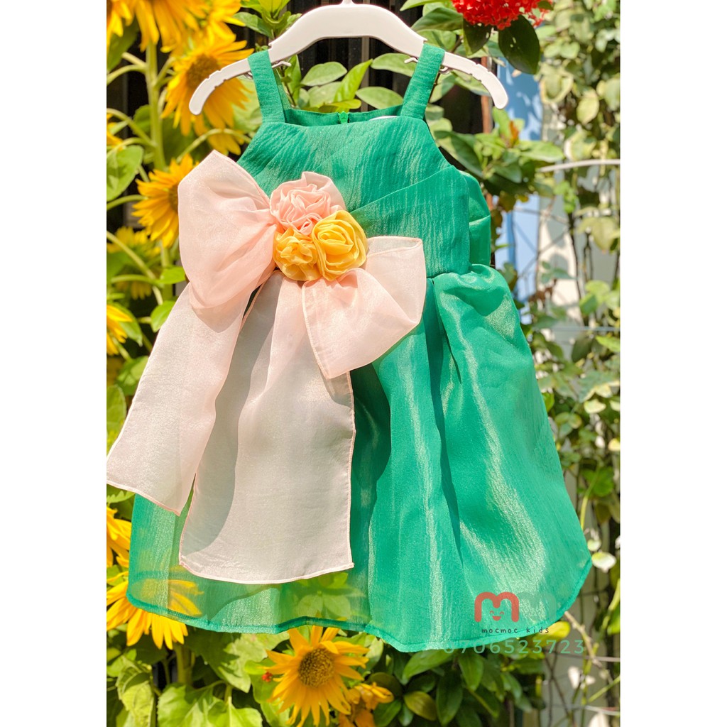 Đầm công chúa dự tiệc xinh xắn cho bé gái, đầm thiết kế chất liệu Organza cao cấp cho bé 8kg đến 21kg