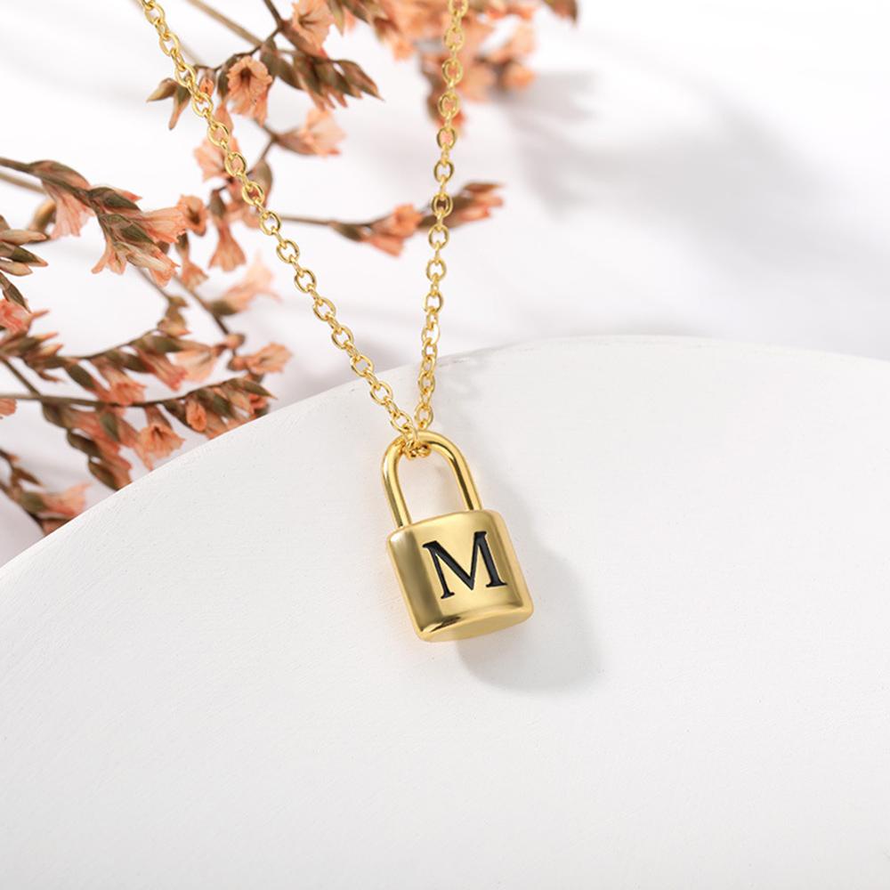 Vòng cổ Mặt Ổ Khóa Chữ Cái Từ A Đến Z Thời Trang