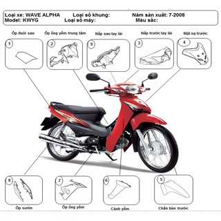 BỘ NHỰA WAVE ALPHA 2008 - TEM YẾM 2 BÊN