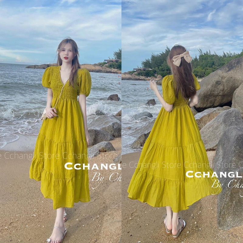 Hàng loại 1 VÁY maxi đi biển siêu mát dáng dài màu Xanh bơ cốm Chun Ngực Hàng 2 Lớp Clara Siêu Xinh nhẹ nhàng tiểu thư