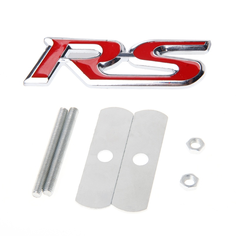 Miếng Dán Logo RS Loge 3D Bằng Kim Loại Màu Đỏ Trang Trí Đuôi Xe Hơi