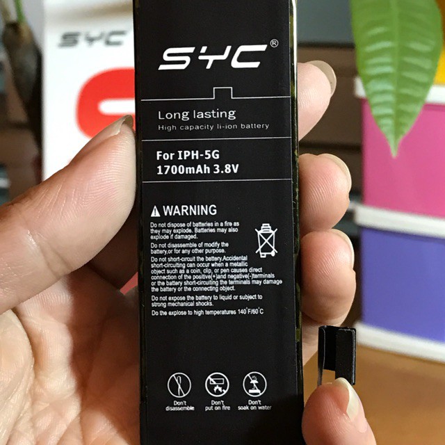 Pin Iphone 5G (SYC dung lượng cao 1700mAh) tặng cáp xạc và seal dán pin