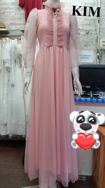Đầm dạ hội lưới tiểu thư tay dài 2 màu (hồng/trắng) dự tiệc cực đáng yêu <3 - kèm hình thật 100%
