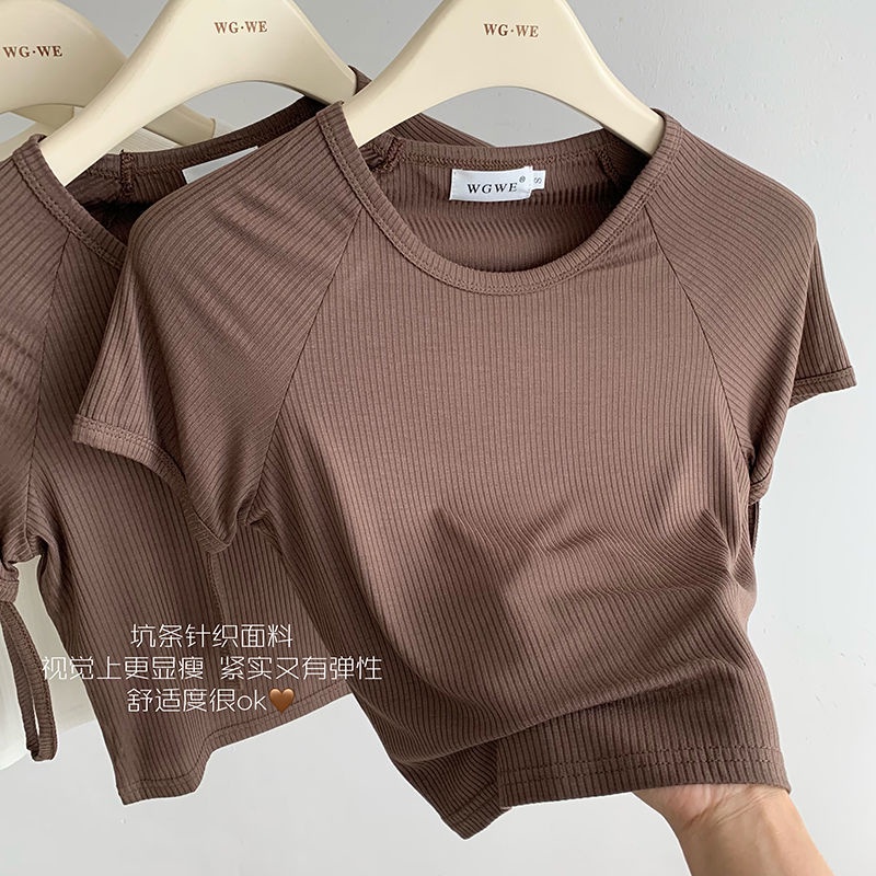 Áo Thun Tay Ngắn Thiết Kế Cổ Tay Áo Màu Trắng Thời Trang Mùa Hè Hàng Mới Dành Cho Bạn Nữ