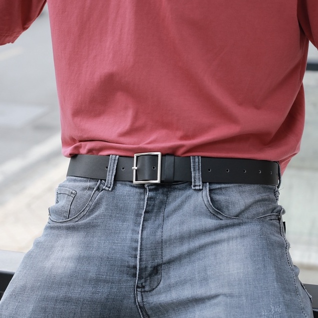 Thắt lưng dây nịt nam nữ bản to Side Belt mặt vuông phong cách Hàn Quốc - Thắt Lưng Side Belt