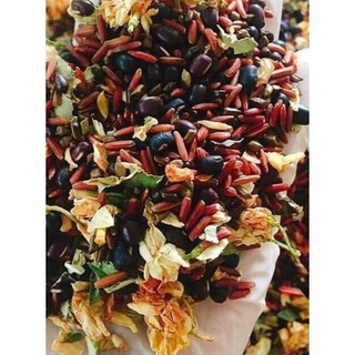 1kg trà gạo lức rang vàng đóng túi zip bạc