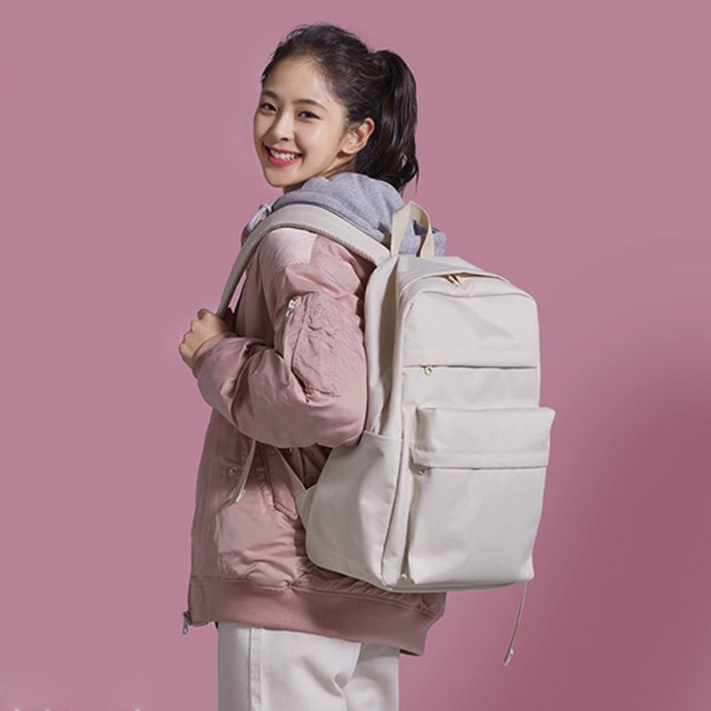 SPAO Balo Màu Trơn Kích Cỡ Lớn Hàn Quốc Cho Nữ