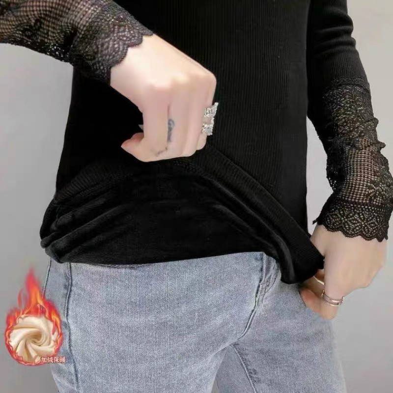 Áo Giữ Nhiệt Lót Lông Phối Cổ Ren Siêu Đẹp Siêu Ấm