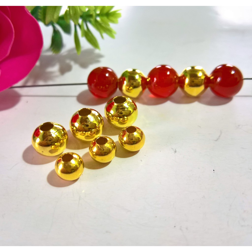[COMBO 10 hạt] Charm bi xi vàng bằng hợp kim