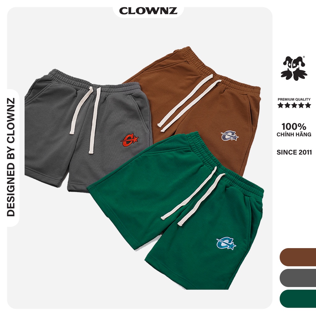Quần đùi short trơn local brand Clownz C-star nỉ da cá nam nữ thể thao