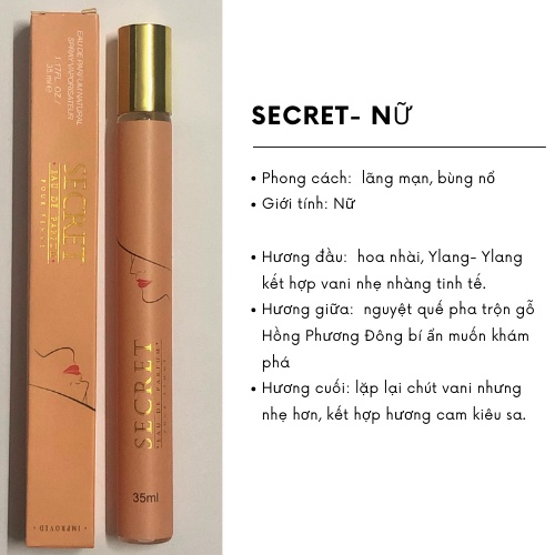 Nước hoa dạng xịt, nước hoa nam nữ hương thơm nước hoa dubai quyến rũ, nhẹ nhàng  dung tích 35ml 7 mùi hương lựa chọn
