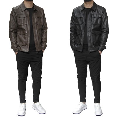 Áo Da Nam Màu Nâu Đen Hàng Xuất Dư