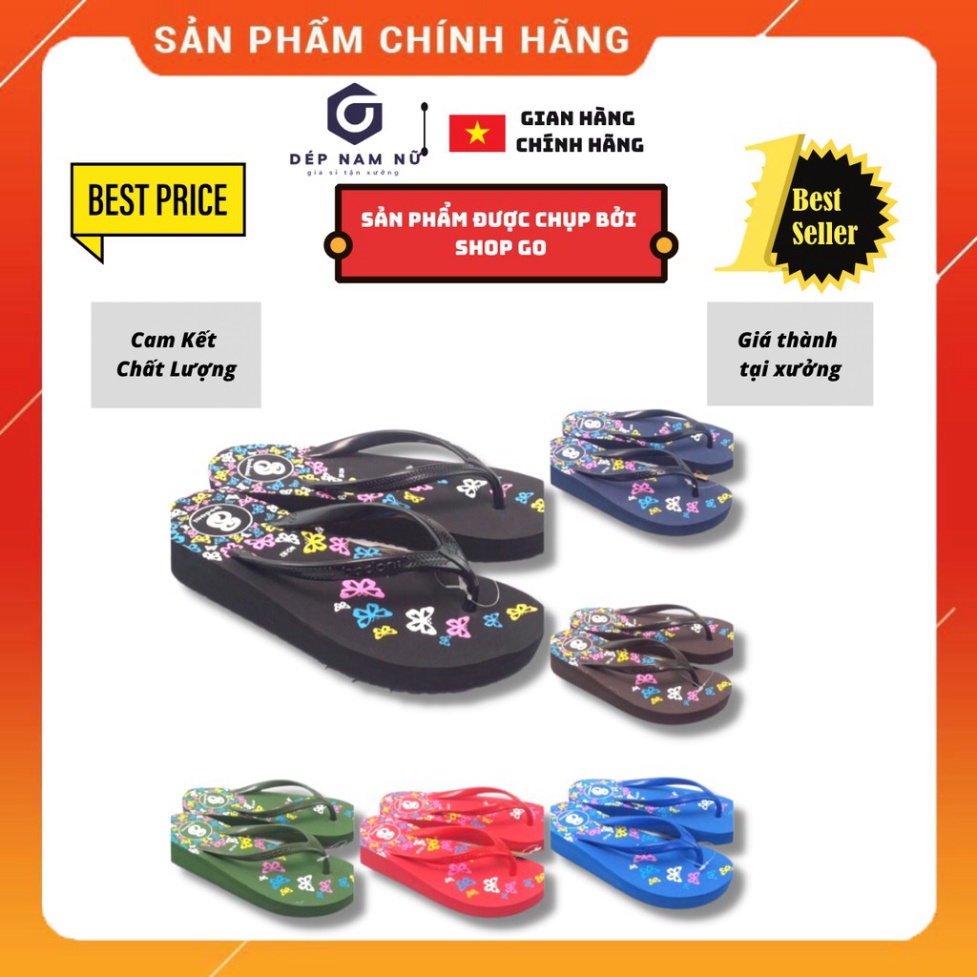Dép Kẹp nữ đế cao 3cm BODONI thời trang bướm xuân