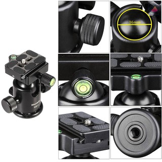 Manbily KB-0 Professional Tripod Head Camera Ball Head Panoramic Head Sliding Rail Head with 2 Built-in Spirit Levels Al
