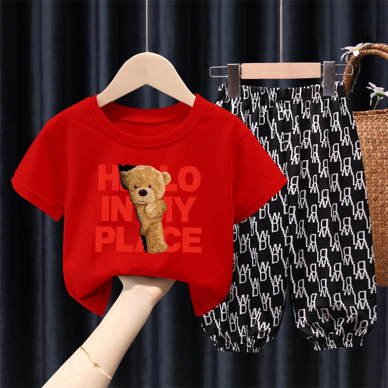 Set áo thun tay ngắn và quần dài thời trang cho bé 1-7 tuổi