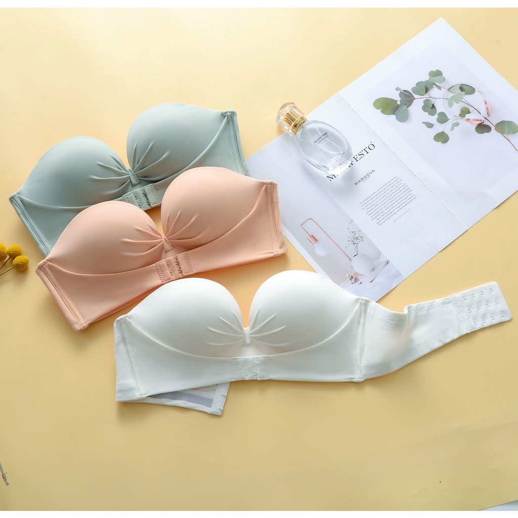 Áo lót nữ cup ngang đệm mỏng chống tụt không gọng cài trước sau kiểu nơ xinh FLA90