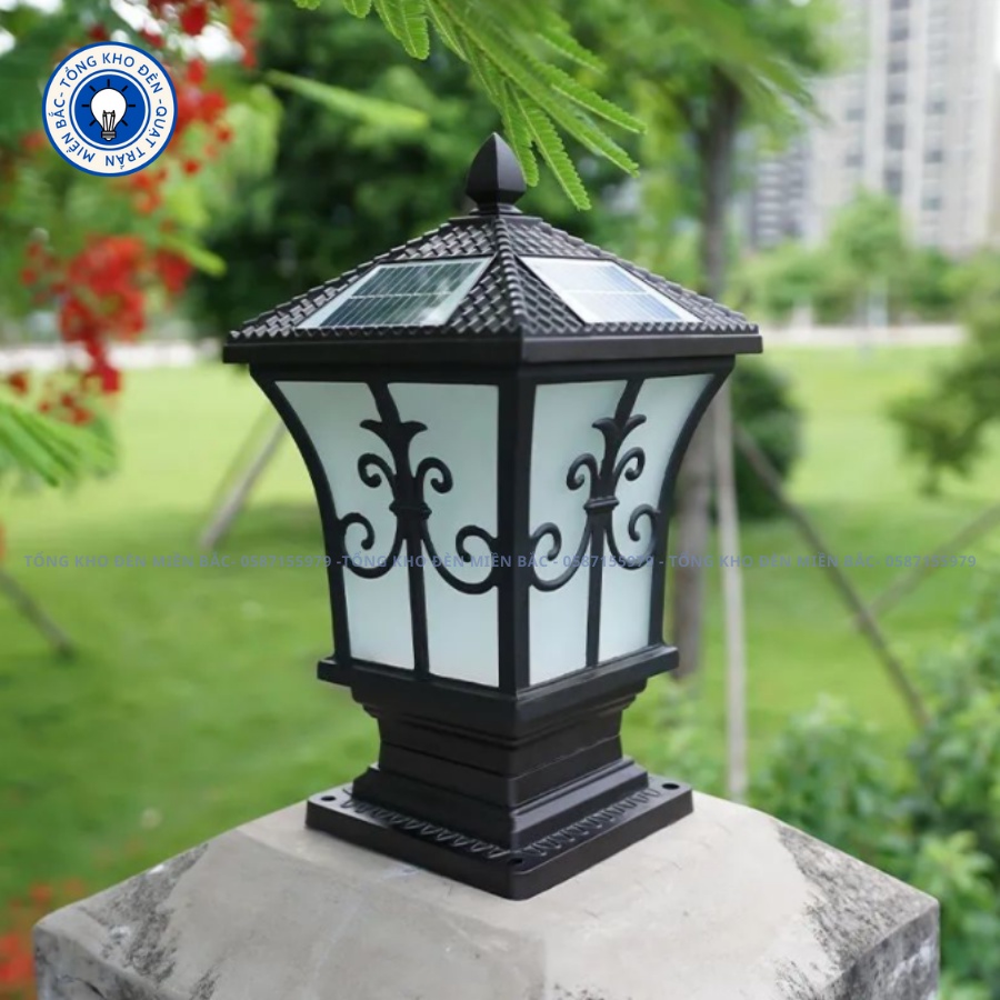 Đèn trụ cổng trang trí sân vườn độc đáo - Chất liệu hợp kim sơn tĩnh điện - BH 24 tháng
