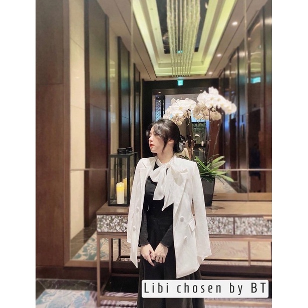 áo thun tăm cổ nơ mix trong dạ tweed hoặc vest | BigBuy360 - bigbuy360.vn