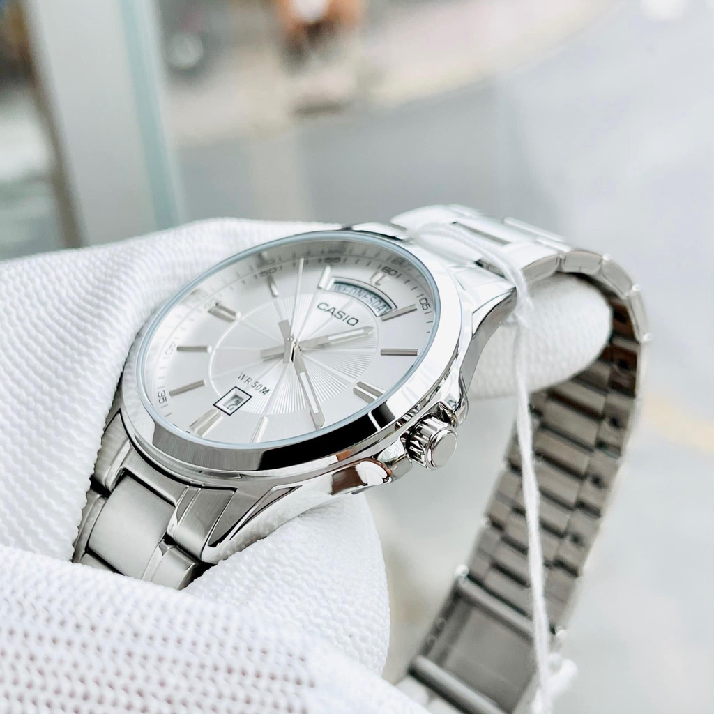 Đồng hồ nam dây thép Casio MTP 1381D-7AV mặt trắng chống nước 5ATM size 39mm Bảo hành 1 năm Hyma watch