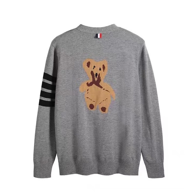 Áo Khoác cardigan Dệt Kim Tay Dài Dáng Rộng Cổ Chữ V In Hình Gấu Thời Trang Mùa Thu 2022 Mới