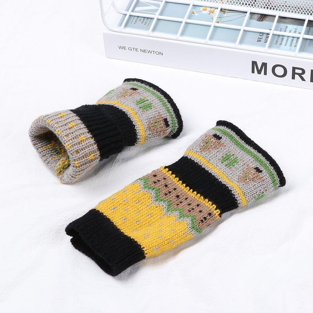 Găng Tay Dệt Kim Dài Chất Liệu Dày Dặn Mềm Mại Co Giãn Giữ Ấm Cánh Tay