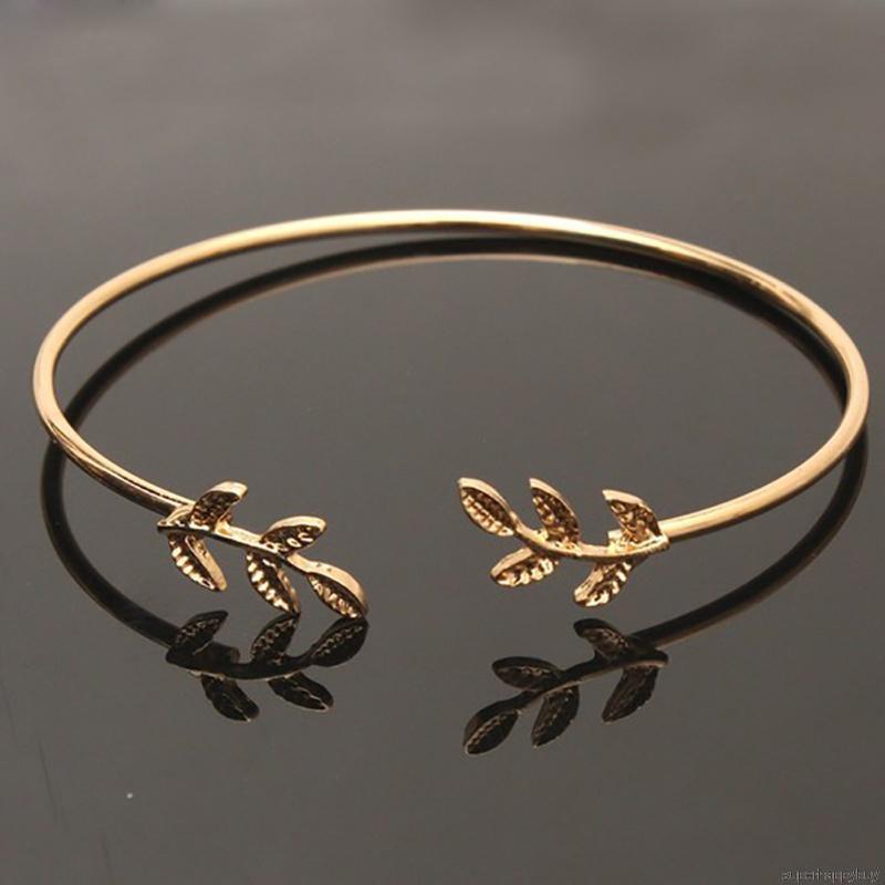 Vòng Tay Hở Hình Lá Olive Có Thể Điều Chỉnh