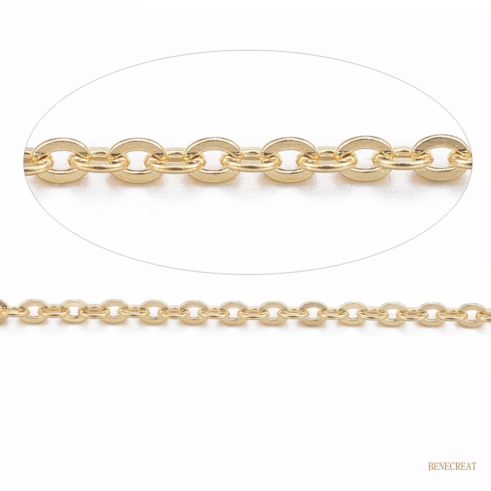 Dây mắt xích BENECREAT bằng thép không gỉ 304 mạ vàng cỡ 2x1.5x0.4mm