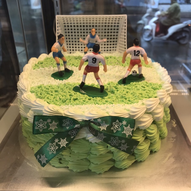 Bộ 7 cầu thủ bóng đá 2 cổng goal trang trí bánh kem hpbd