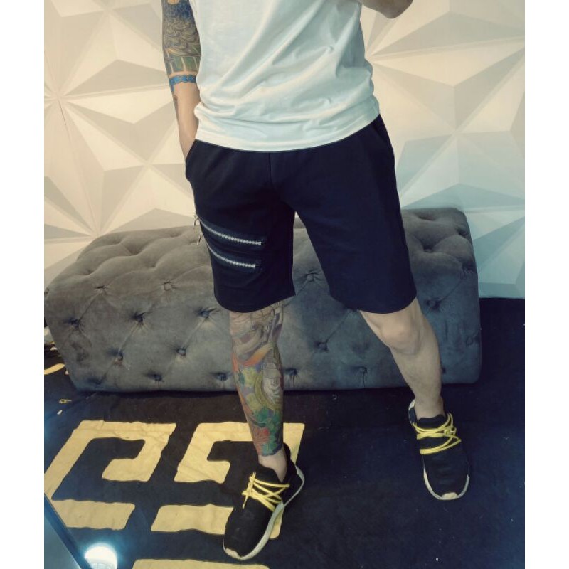 Quần short thun nam có dây kéo