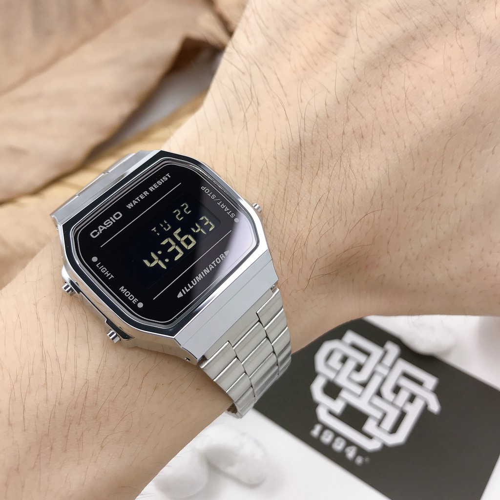 Đồng hồ nam Casio A168 / A168WEM-1 mặt tráng gương, chống nước chính hãng