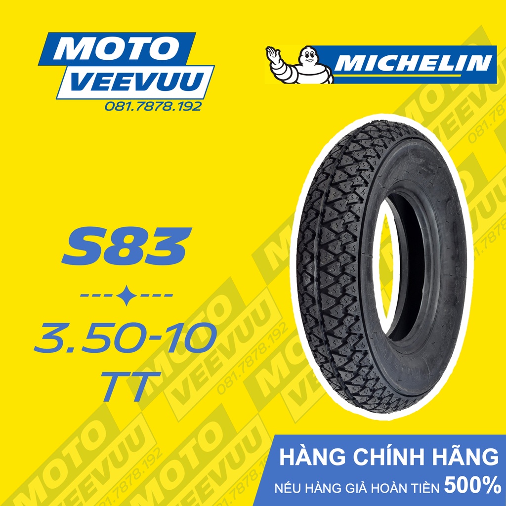 Vỏ lốp xe máy Michelin 3.50-10 TT S83 (Lốp xài ruột)