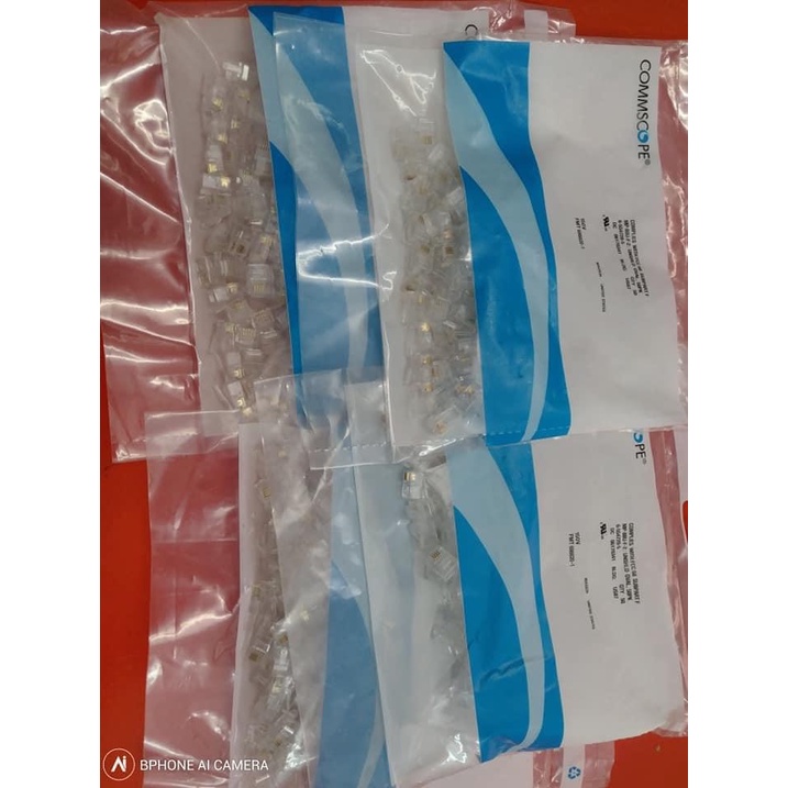Đầu bấm,Hạt điện thoại RJ11 Chân đồng Hãng Commscope.