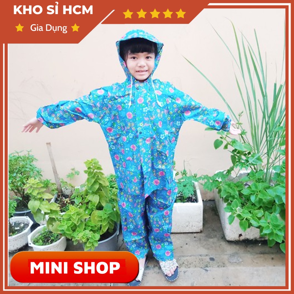 Áo Mưa BỘ TRẺ EM Vải Dù Cao Cấp MINISHOP AM12