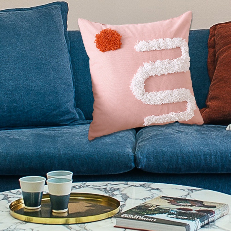 Vỏ Gối Hình Vuông Họa Tiết Hình Học Phong Cách Boho Hiện Đại