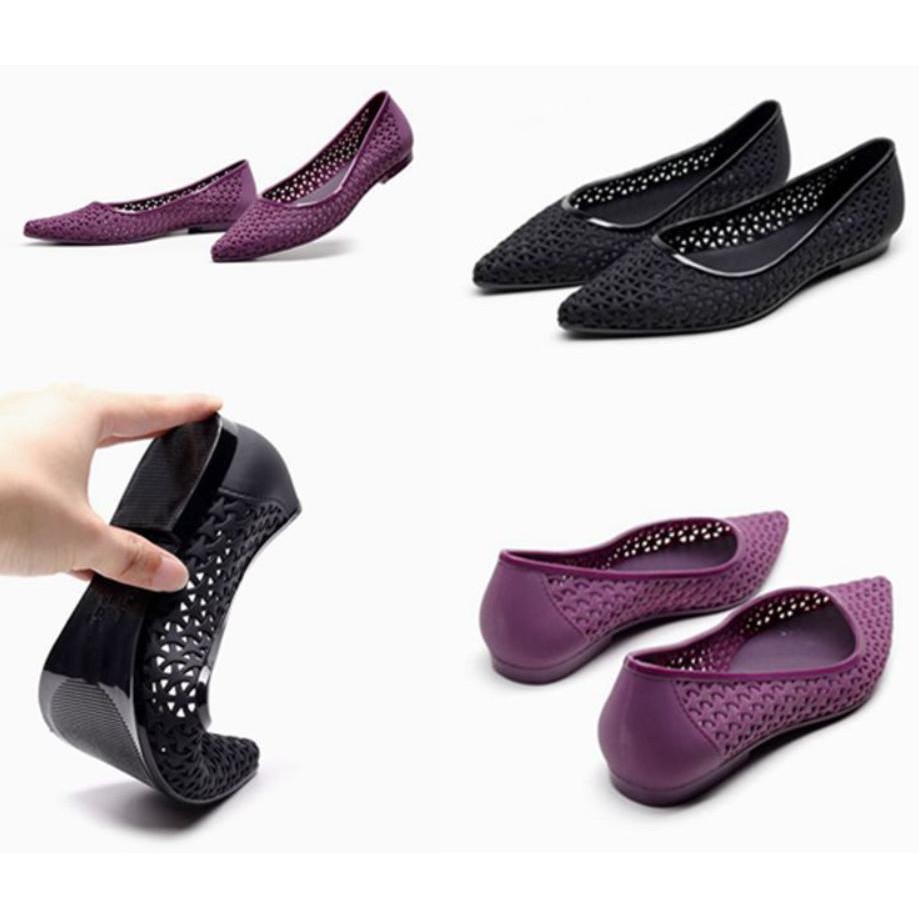 GIẦY NHỰA NỮ THƠM DẺO THỜI TRANG CAO CẤP MŨI NHỌN ĐẾ BỆT ĐI MƯA GNN08 | BigBuy360 - bigbuy360.vn