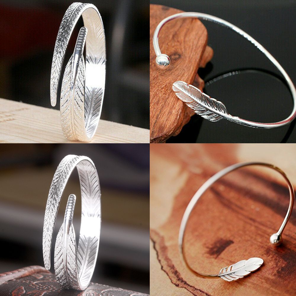 Vòng Đeo Tay Bạc 925 Hình Lông Vũ Thời Trang Dành Cho Nữ